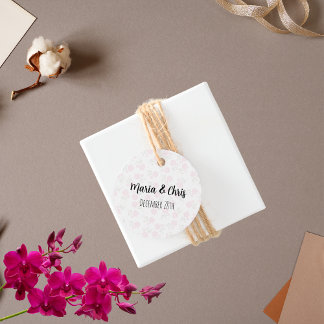 結婚式の引き出物淡紅色の花 フェイバータグ