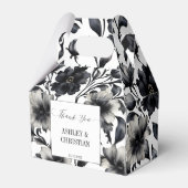 結婚式の引き出物白黒フローラ フェイバーボックス (正面サイド)