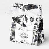 結婚式の引き出物白黒フローラ フェイバーボックス (正面サイド)