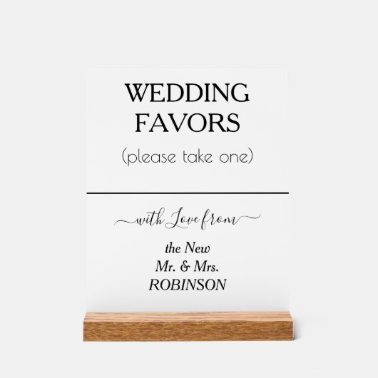 結婚式の引き出物白黒名 アクリルサイン (正面)