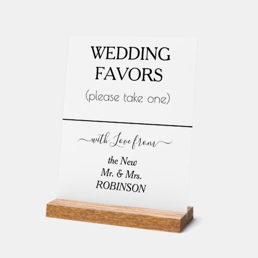 結婚式の引き出物白黒名 アクリルサイン (傾斜)