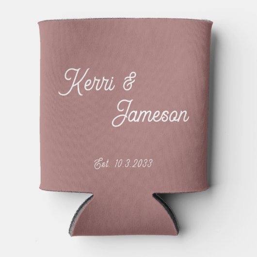 結婚式の引き出物砂漠バラミニマリストスクリプト 缶クーラー (正面)