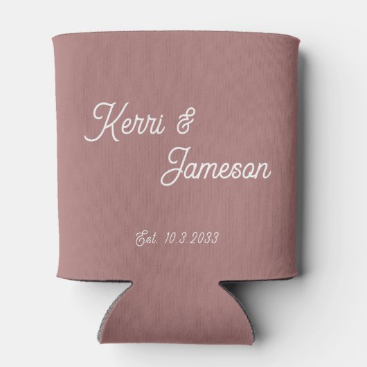 結婚式の引き出物砂漠バラミニマリストスクリプト 缶クーラー (裏面)