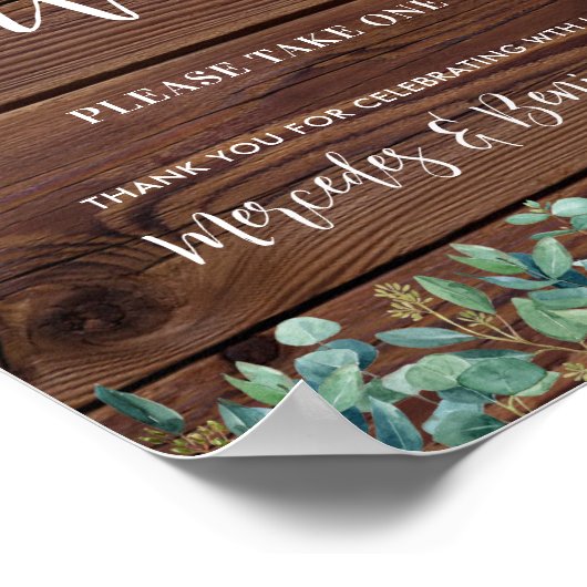 結婚式の引き出物素朴木材の緑の文字列ライト ポスター (角)