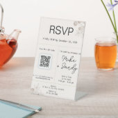 結婚式の引き出物表記号、QRコードRSVP記号 台座サイン (インサイチュ)