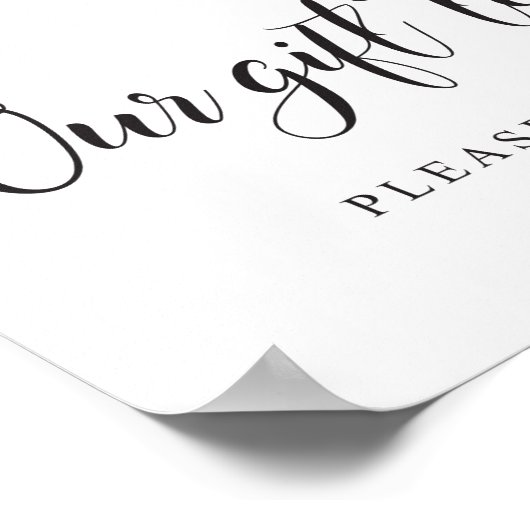 結婚式の引き出物記号私たちのあなたに贈る贈り物は署名を好む ポスター (角)