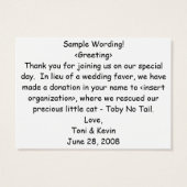 結婚式の引き出物（サンプル）カード (裏面)