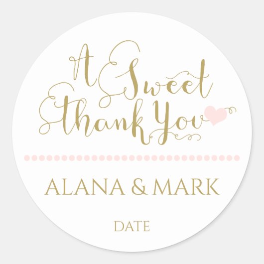 結婚式の引き出物·ステッカー·フレーズ「A Sweet Thank You」 ラウンドシール (正面)