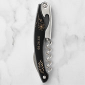 結婚式の引き出物 – ブラック&金ゴールドミニマリストコルクスクリュー ソムリエナイフ (裏面)