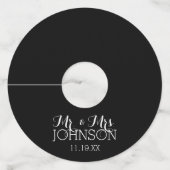 結婚式の引き出物 Mr & Mrs ブラック 単色 ワイングラスタグ (正面)