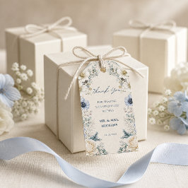 結婚式の引出物ギフトタグ 青と象牙色の冬の花 ギフトタグ