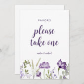 結婚式の引出物サイン 紫 ラベンダー 花のカード 招待状 (正面/裏面)