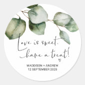 結婚式の引出物感謝タグ 花嫁 花婿からの感謝 ラウンドシール (正面)