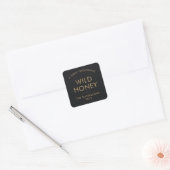 結婚式の引出物 ハニージャー Bee テーマ ゴールド & ブラック スクエアシール (封筒)