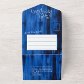 結婚式の後ずっと幸せに写真ブルー オールインワン招待状 (外側)