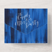 結婚式の後ずっと幸せに写真ブルー オールインワン招待状 (裏面)