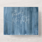 結婚式の後ずっと幸せに青い灰色の写真 オールインワン招待状 (裏面)