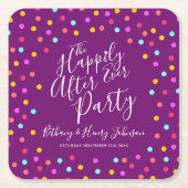 結婚式の後で紙吹雪の紫色は幸せに続く スクエアペーパーコースター (正面)