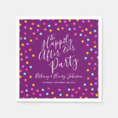 結婚式の後で紙吹雪の紫色は幸せに続く スタンダードカクテルナプキン (正面)