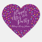 結婚式の後で紙吹雪の紫色は幸せに続く ハートシール (正面)