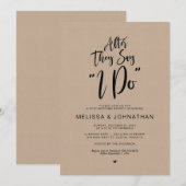 結婚式の後で、愛の言葉を交わした後に、Rustic Kraft 招待状 (正面/裏面)