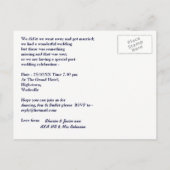 結婚式の後の受付パーティーの写真パーソナライズされた インビテーションポストカード (裏面)