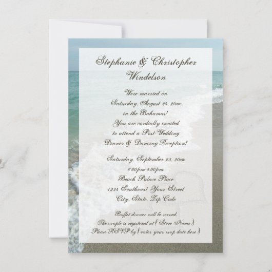 結婚式の後の受付先ビーチハート 招待状 (裏面)