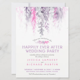 結婚式の後の水色つる植物藍色 招待状