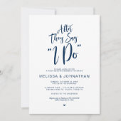 結婚式の後、愛の言葉を交わした後、ネイビーブルー 招待状 (正面)