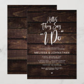 結婚式の後、愛の言葉を交わした後、素朴な木材 招待状 (正面/裏面)