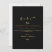 結婚式の御礼カード ボタニカル ブラックゴールド 写真入り サンキューカード (裏面)