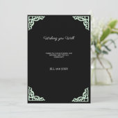結婚式の御礼カード 黒緑 サンキューカード (スタンド正面)