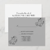 結婚式の応答カードモダンな灰色および黒い 出欠カード (正面/裏面)
