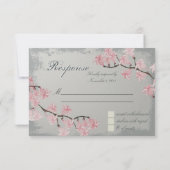 結婚式の応答RSVPカード-ピンクの桜 出欠カード (裏面)