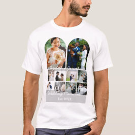 結婚式の思い出 10枚フォトコラージュ カッブルテンプレート Tシャツ