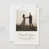 結婚式の感謝メッセージ 2枚の写真 ミニマル サンキューカード (正面)