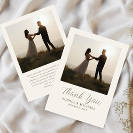 結婚式の感謝メッセージ 2枚の写真 ミニマル サンキューカード