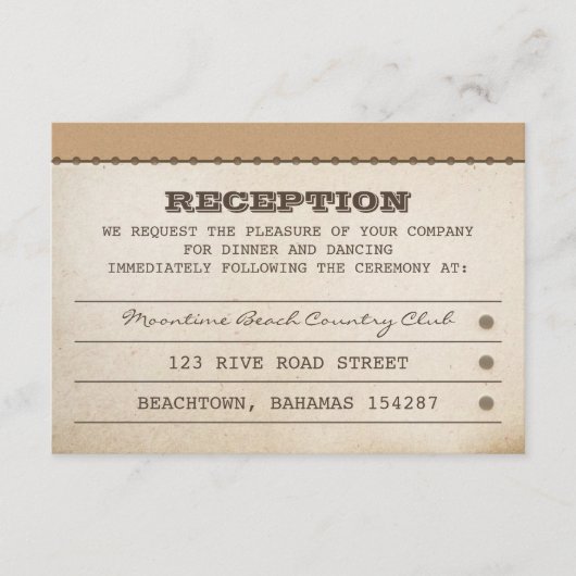 結婚式の披露宴のチケット エンクロージャーカード (正面)