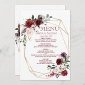 結婚式の披露宴のメニューカード 花 招待状 (正面/裏面)