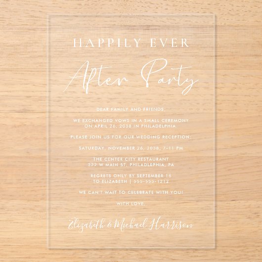 結婚式の披露宴の後ずっと楽しく アクリル招待状 (正面)