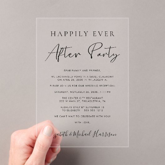 結婚式の披露宴の後ずっと楽しく アクリル招待状 (インサイチュ (ポータブル))
