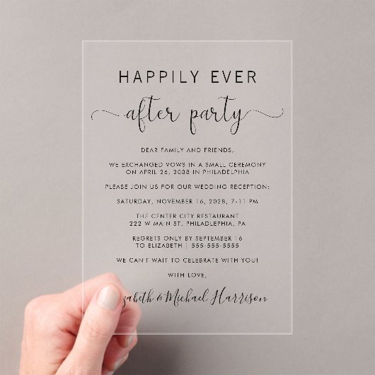 結婚式の披露宴の後ずっと楽しく アクリル招待状 (インサイチュ (ポータブル))