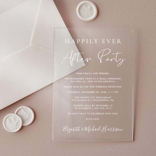 結婚式の披露宴の後ずっと楽しく アクリル招待状