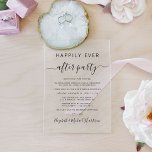 結婚式の披露宴の後ずっと楽しく アクリル招待状<br><div class="desc">シンプルとシックなエロペメントまたは個人の結婚発表と結婚式のレセプションのアク澄んリル招待。「パーティーの後に楽しく」は書タイポグラフィとスワシンプルッシュとスクリプエレガントトの組み合わせである。お知らせや結婚披露宴の招待をカスタマイズし、署名のようなスクリプトに名前を追加する。</div>
