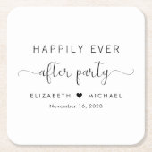 結婚式の披露宴の後ずっと楽しく スクエアペーパーコースター (正面)