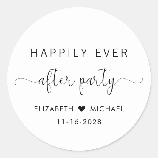 結婚式の披露宴の後ずっと楽しく ラウンドシール (正面)