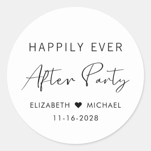 結婚式の披露宴の後ずっと楽しく ラウンドシール (正面)