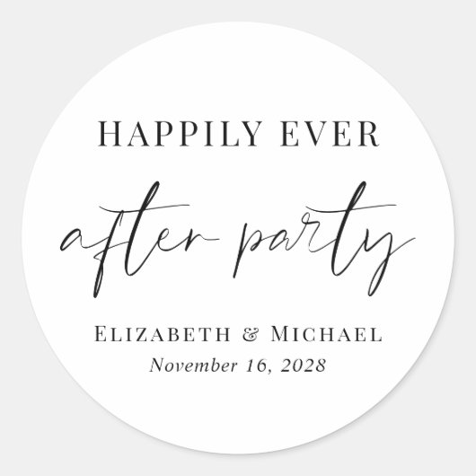 結婚式の披露宴の後ずっと楽しく ラウンドシール (正面)