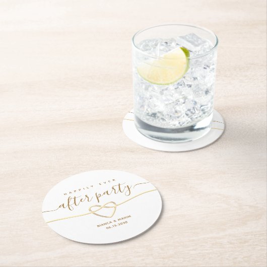 結婚式の披露宴の後ずっと楽しく ラウンドペーパーコースター (インサイチュ)