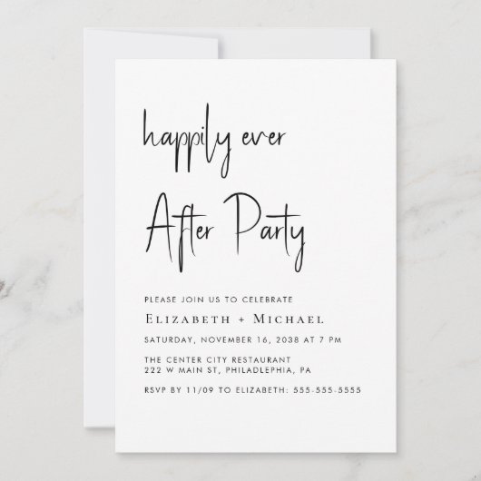 結婚式の披露宴の後ずっと楽しく 招待状 (正面)